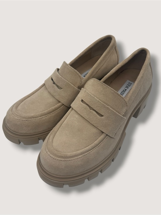 Steve Madden Shoes - Steve Madden Tan Suede Lug-Sole Penny Loafers